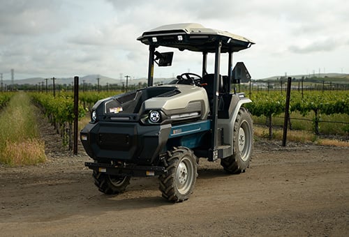 Monarch MK-V electric tractor at a vineyard in Napa Valley, Calf