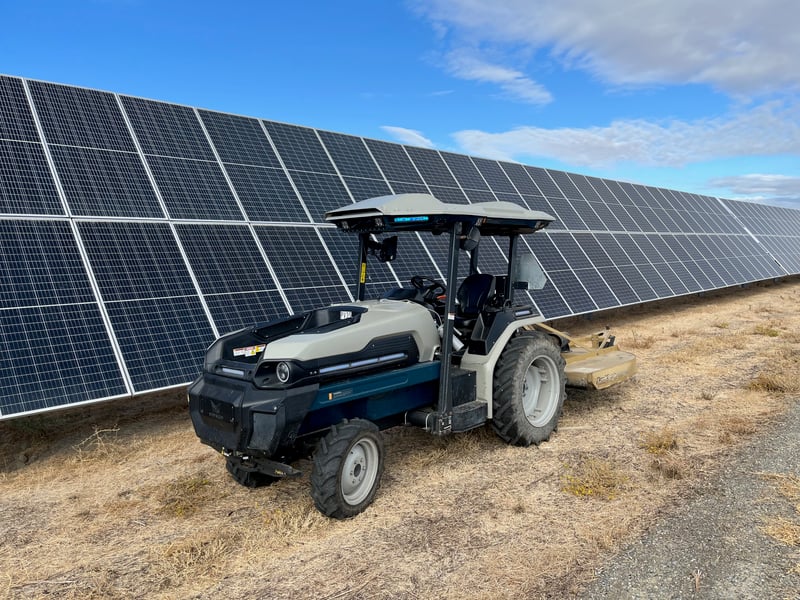 Monarch's MK-V, mows vegetation along a solar array, another example of robotics in agriculture.