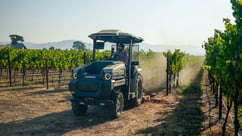 Monarch Tractor mowing in a vineyard